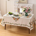 patdrea Designer Vintage Linen Rectangle Tablecloth, French Floral Tablecloths by Welcometopatdrea