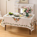 patdrea Designer Linen Square Tablecloth, Vintage French Floral Tablecloths by Welcometopatdrea