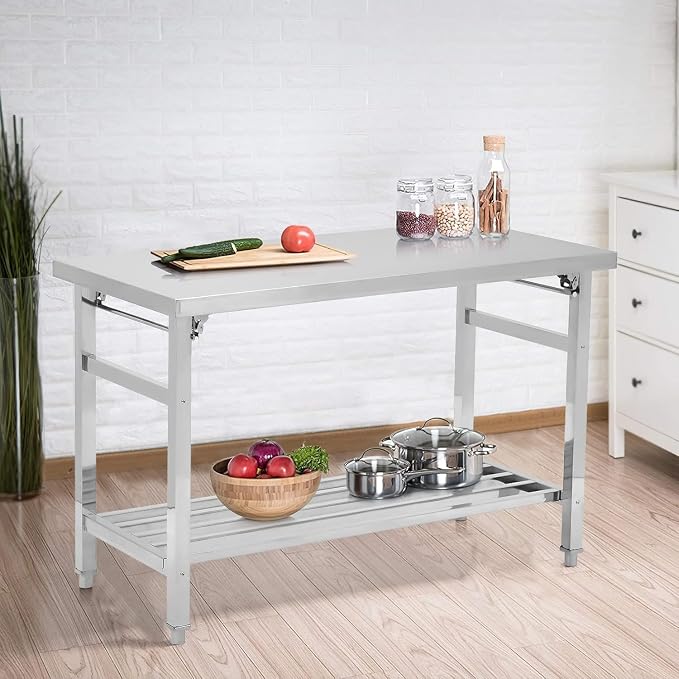 48''x24'' Stainless Steel Folding Preparation Table - Image 9