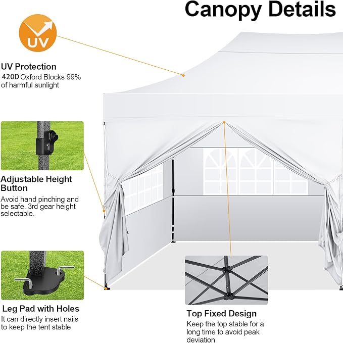COBIZI 10x20 Pop up Canopy Tent - Image 4