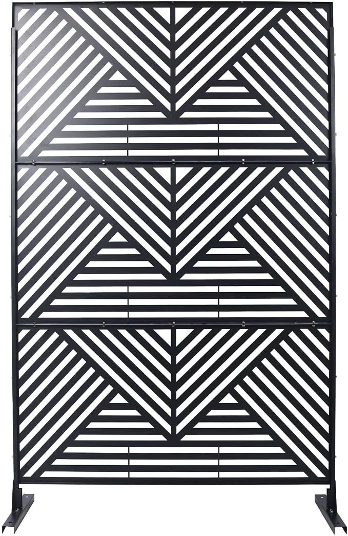 Outdoor Privacy Screen with Geometric Design – Metal Decorative Panel, - Image 7