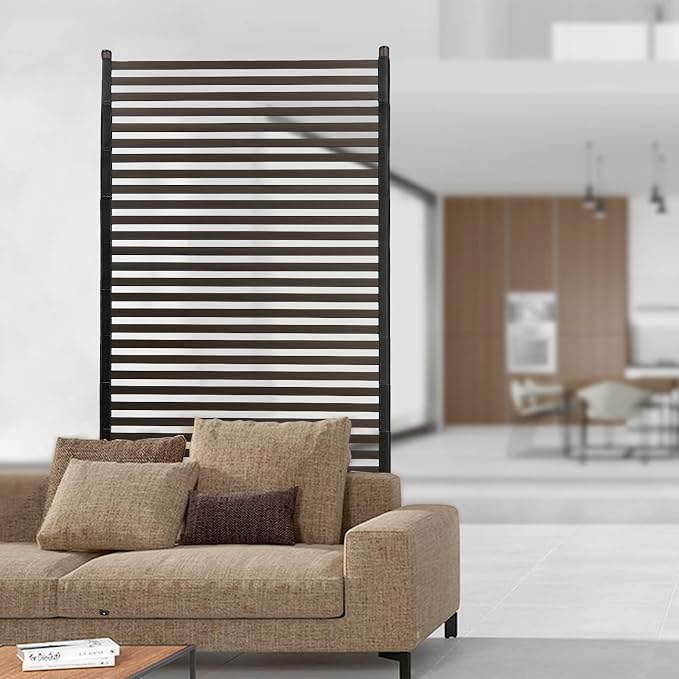 Outdoor Privacy Screens Freestanding, 35.5" W x 71" H Metal Slatted Decorative - Image 6