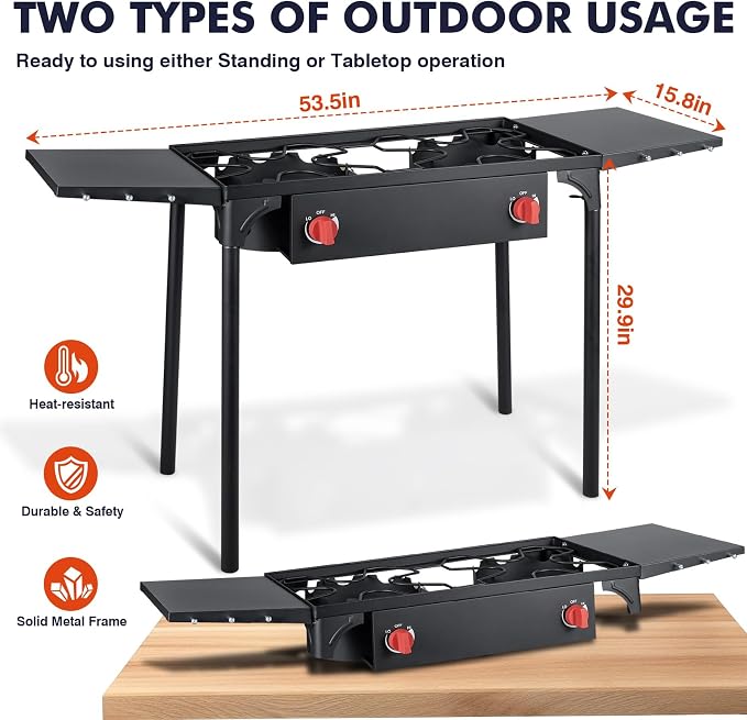 Llamaviva 2 Burner Gas Stove, Propane Outdoor Stove - Image 3