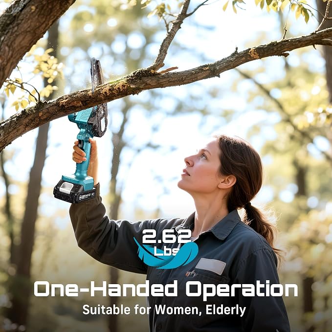 Seesii Mini Chainsaw, 6-inch Mini Chainsaw Cordless, Handheld Electric Power - Image 2