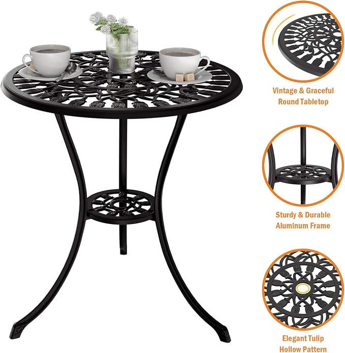 Outdoor Bistro Table and Chairs Set of 2, 3 Piece Patio Bistro Set w/Umbrella - Image 2