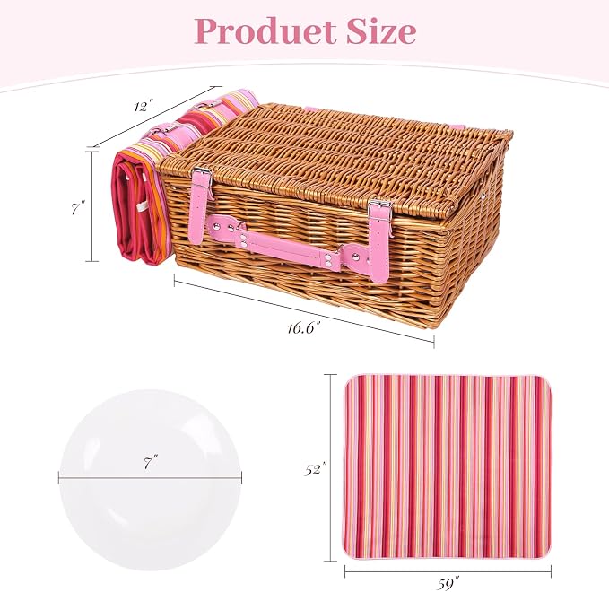 Neti Neti Wicker Picnic Basket for 4 - Image 4