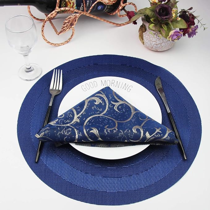 Round Placemat Set of 6 Heat Resistant Vinyl Washable Kitchen 15 inch Placemats - Image 6