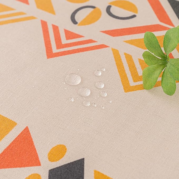 Waterproof Tassels Tablecloth, Bohemian Orange Colorful Table Cloth, Rectangle - Image 4