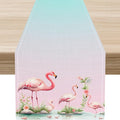 Flamingo Table Runner, Teal Pink Flamingo Family by Unknown