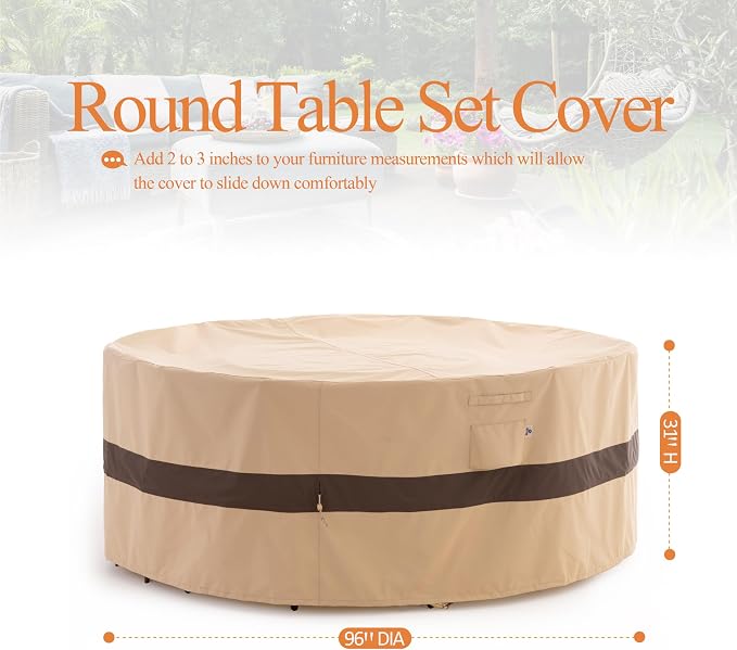 WJ-X3 Round Patio Furniture Cover, Waterproof, UV Resistant, Anti-Fading - Image 7