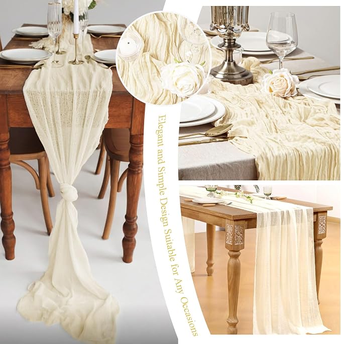 20 Packs Cheesecloth Table Runner 10FT Long Boho Gauze Fabric Table Runner - Image 7