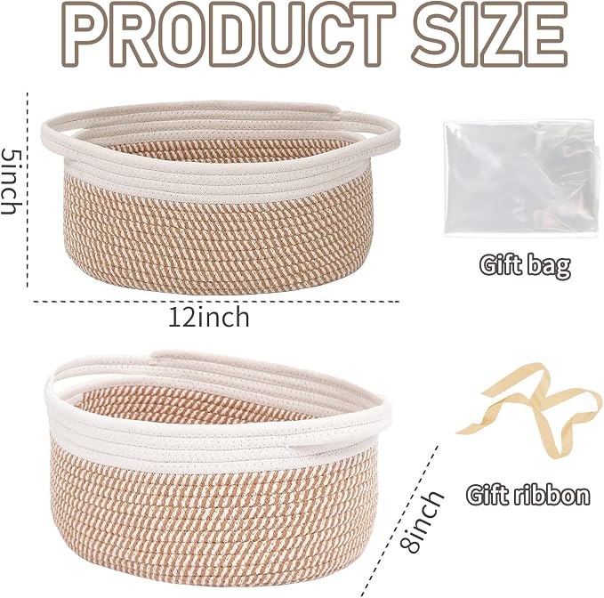 Woven Basket, Small Rope Storage Bin - Image 2