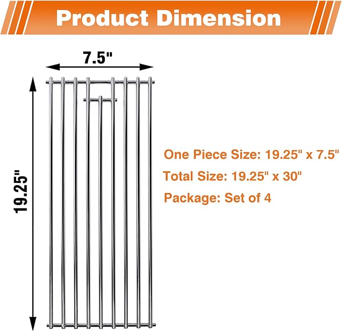 19 1/4" Stainless Steel Cooking Grid Grates Replacement Parts - Image 2