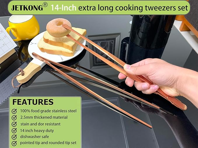 Tongs 14-Inch Stainless Steel Rose Gold 2-Pack
