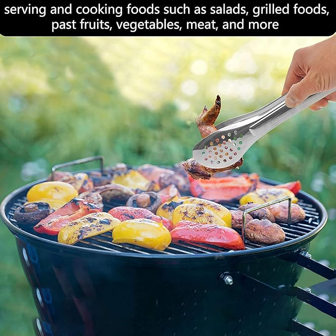 Tongs 6 Pack – Stainless Steel Buffet Tongs, 9 and 12 Inch, Silver