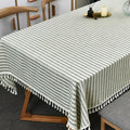TruDelve Cloth Tablecloths Rectangular Olive Green Stripe Cotton Tablecloth by TruDelve