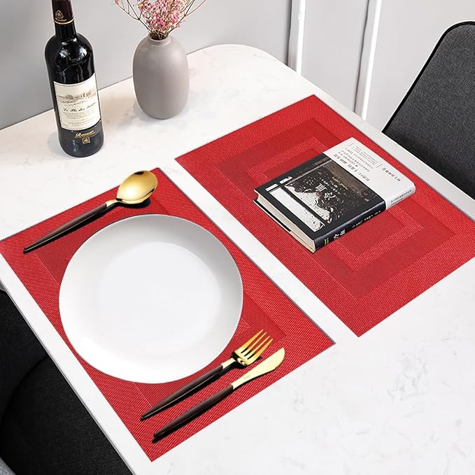 PIGCHCY Placemats, Washable Vinyl Woven Table Mats, Elegant Durable Placemats - Image 4