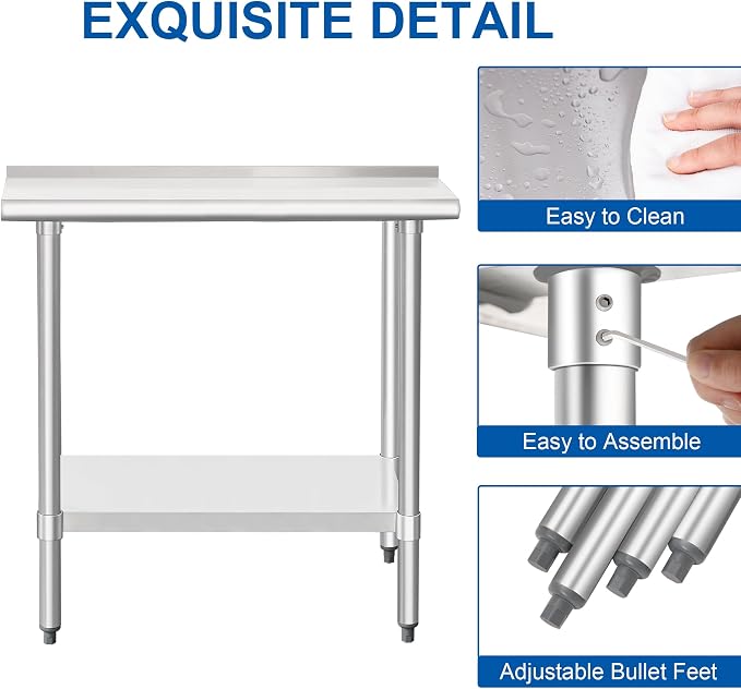 HARDURA Stainless Steel Commercial Work Table Prep Work Metal Table 14×30 Inches - Image 5