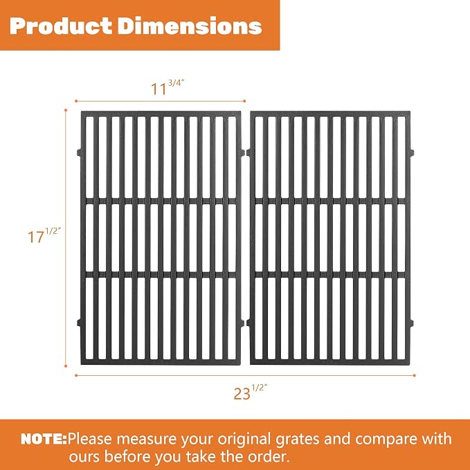 7638 Grill Grates for Weber Spirit I & II 300 Series, 17.5" Cast Iron Grates - Image 2
