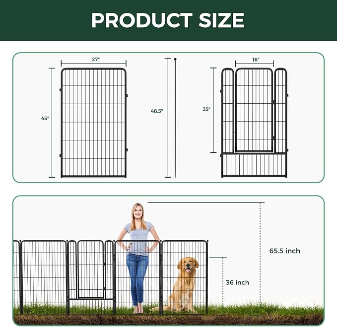 FXW Garden Fence Outdoor for The Yard – 45in x 18.2ft Heavy Duty Metal Animal - Image 5