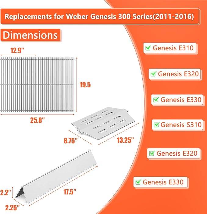 Stainless Steel 7524 Grill Grates & 7621 Flavorizer Bars, 65505 Heat Deflectors - Image 2