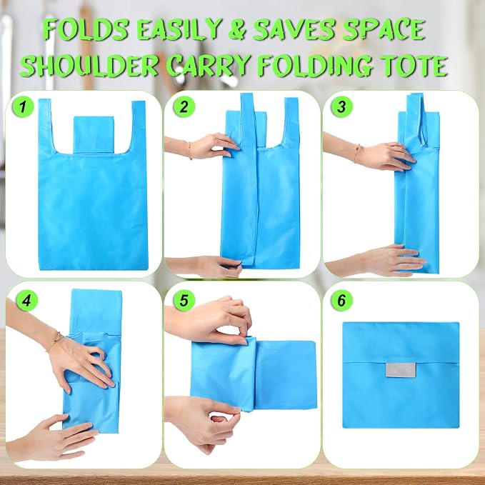 Eccliy 24 Pieces Reusable Grocery Bags Polyester Shopping Bags - Image 6