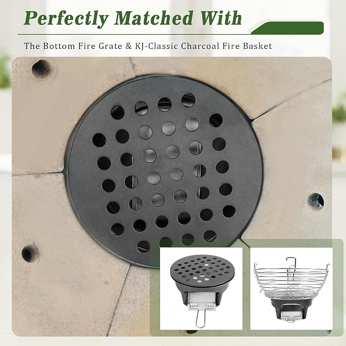 KAMaster 2 in 1 Cast Iron Ash Can Fit Kamado Grill Classic Joe, - Image 6