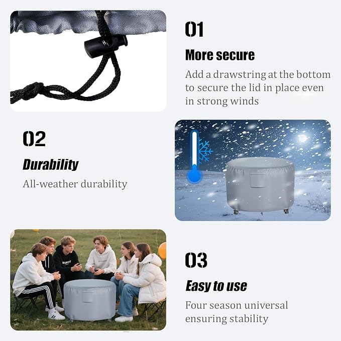 Chinchilla Heavy Duty 50 Inch Round Fire Pit Cover - Image 5