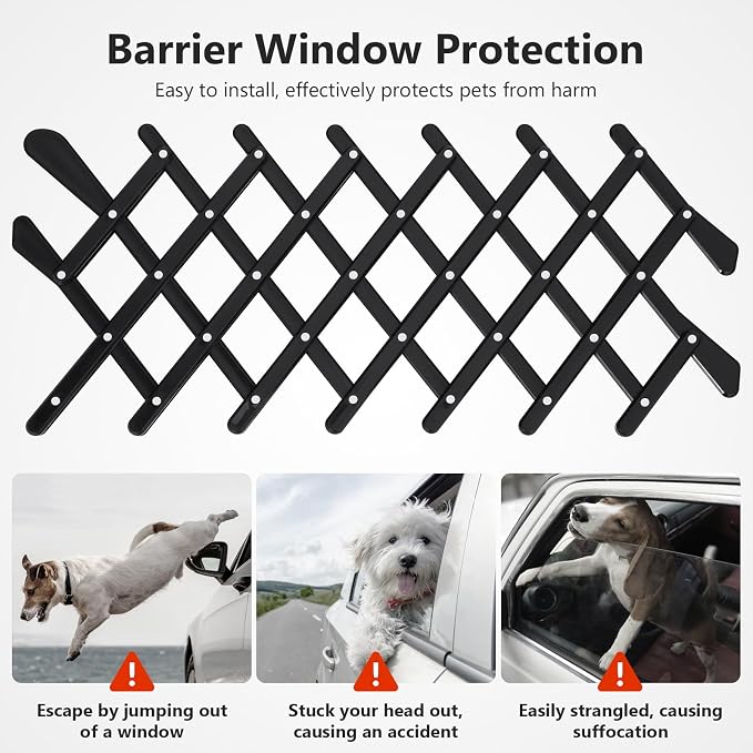 Pet Car Window Fence Adjustable Retractable Dog Barrier Safety Mesh Guard - Image 3