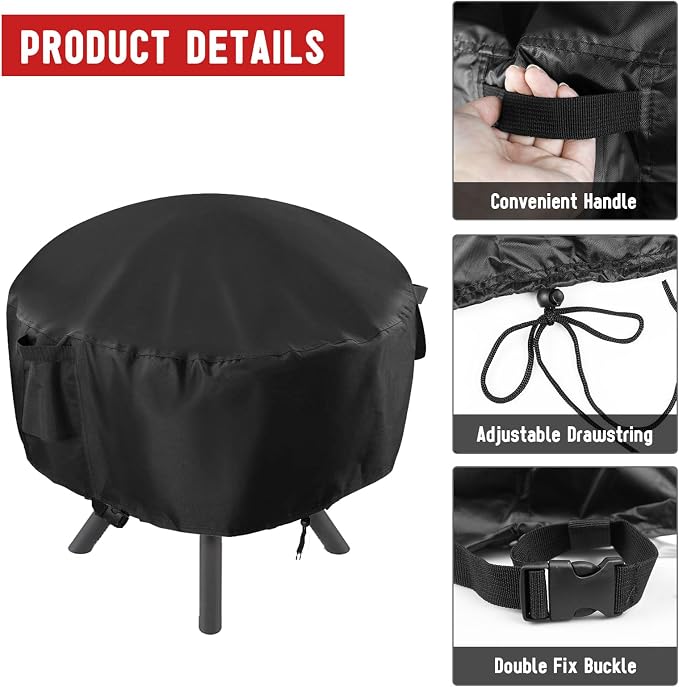 POMER Fire Pit Cover, Round Fire Pit Cover - Image 3