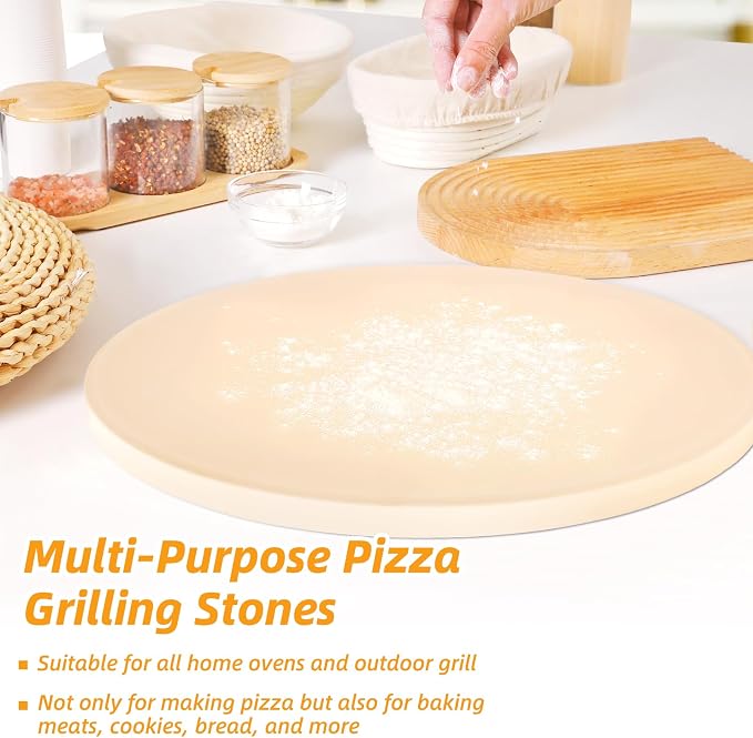 Pizza Stone 5 PCS Set, 15 Inch Large Round Pizza Stone Set - Image 5