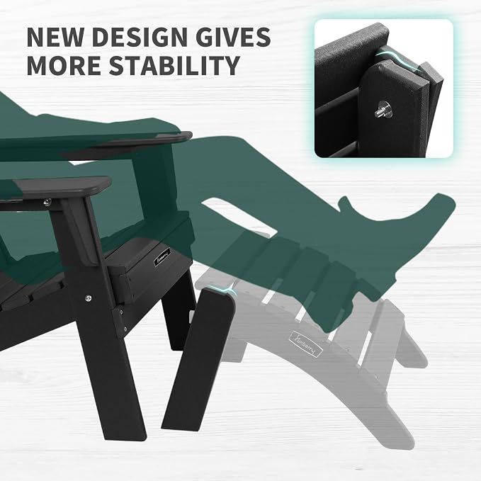 FUNBERRY Folding Adirondack Ottoman, HDPE All Weather Outdoor Foot Rest - Image 3