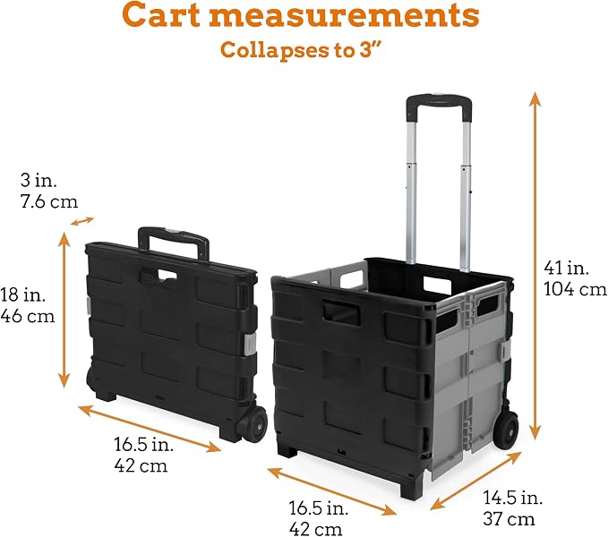 Inspired Living Ultra-Slim Rolling Collapsible Storage Pack-N-Roll Utility-carts - Image 2