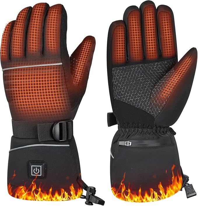 Rechargeable Heated Gloves for Men Women, Waterproof Touchscreen Winter Hand by EnvyvipLLC