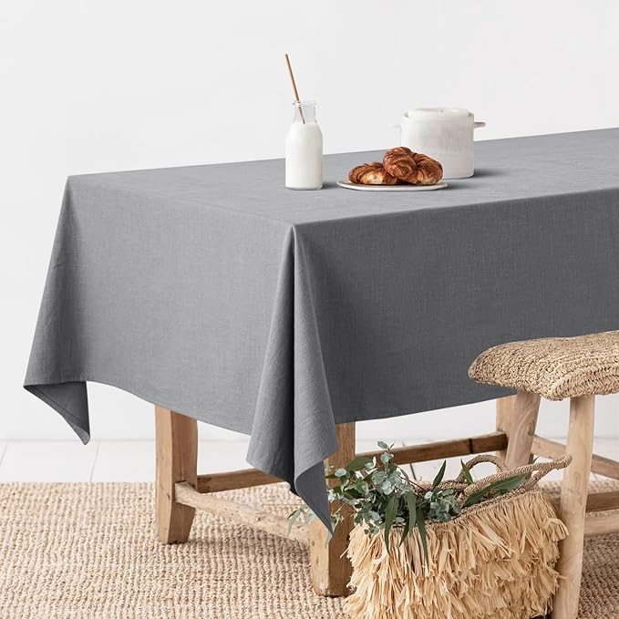 MIULEE Linen Cotton Blend Tablecloth Rectangle, Luxury Waterproof Stain - Image 2