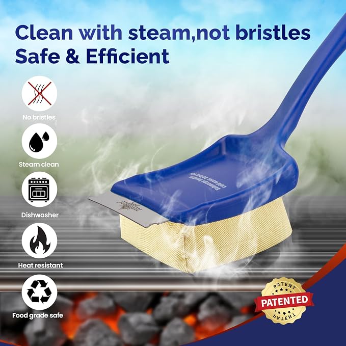 19" Large Bristle-Free Steam Grill Brush, Replaceable BBQ Cleaning Head - Image 2