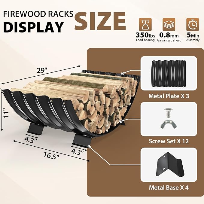 32 inch Diameter Sector Firewood Rack Storage -0.8MM Thick Galvanized Steel - Image 4