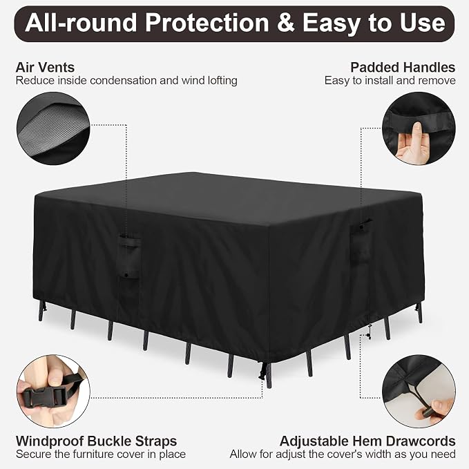 PureFit Patio Furniture Covers, Outdoor Table Furniture Cover Waterproof - Image 5