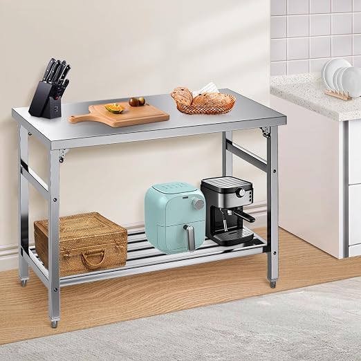 Commercial Foldable Heavy Duty Stainless Steel Table, 48 x 24 Inches Metal Prep - Image 7