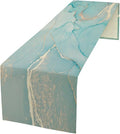 Turquoise Aqua Marble Table Runner, Modern Teal Watercolor Print Table Runner by Unknown