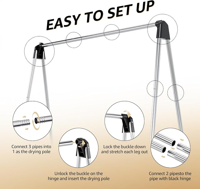 Clothes Drying Rack, Foldable Drying Rack Clothing, Stainless Steel Laundry Rack - Image 3