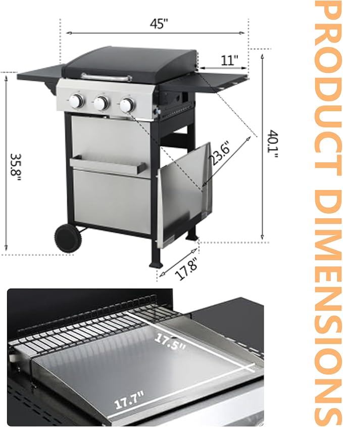 3-Burner Propane Gas BBQ Grill - Image 5