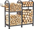 Firewood Rack Indoor With Hooks, 31inch Firewood Rack, log holders by Zexvida