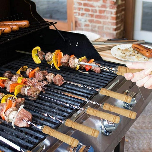 12 Pack Kabob Skewers BBQ Barbecue Skewers Stainless Steel Sticks 23.5 Inch - Image 2