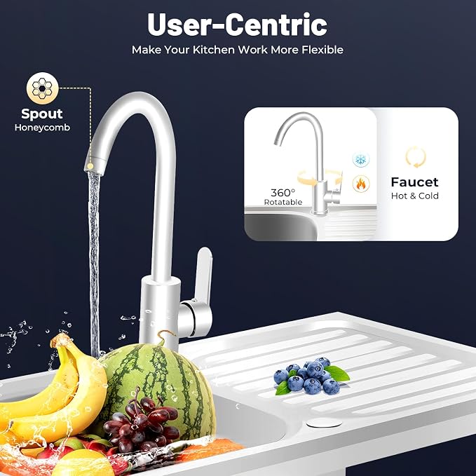 Portable Outdoor Utility Sink, Free Standing Single Bowl Kitchen Sink - Image 3