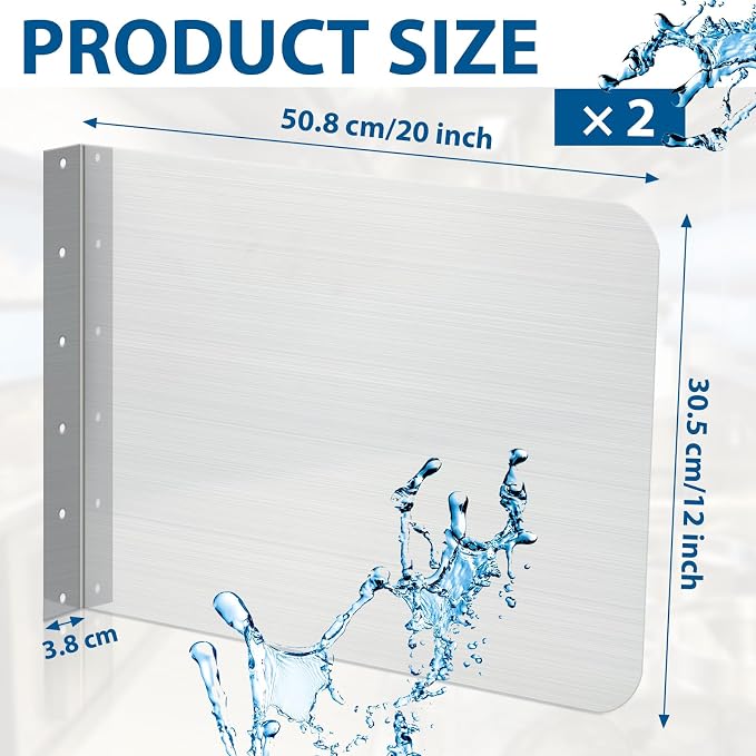 Therwen 2 Pcs Stainless Steel Side Splash Guard - Image 2