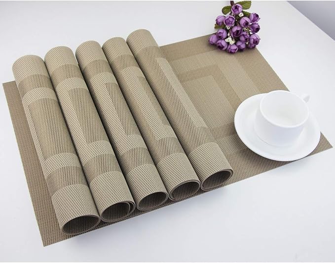 PIGCHCY Placemats Set of 6, Washable Woven Vinyl Kitchen Table Mats Non Slip - Image 3