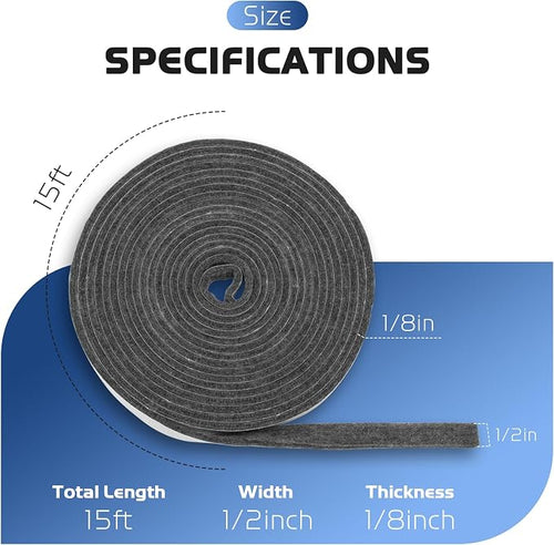 15 FT BBQ Smoker Gasket, 1/2" x 1/8" High Temperature Grill Gasket Replace - Image 2