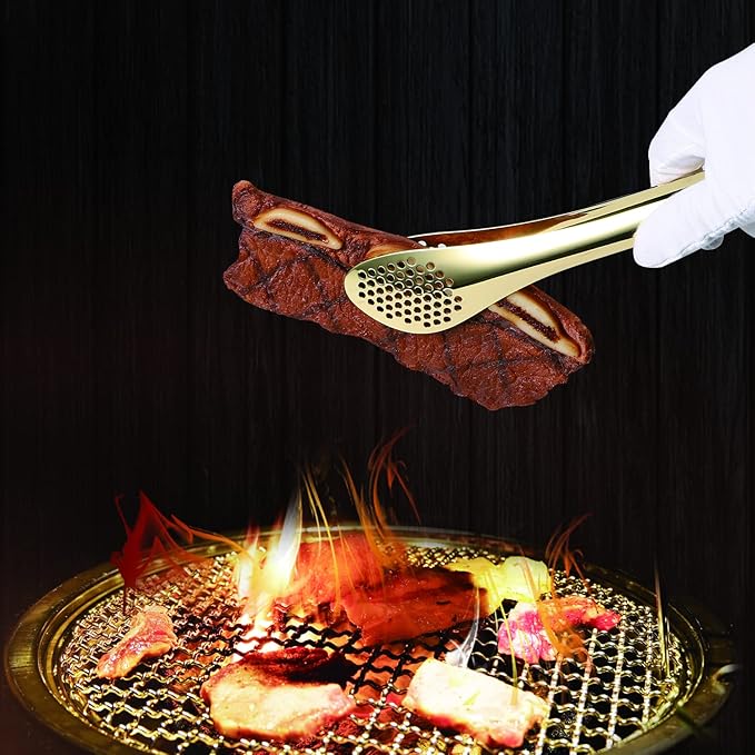 Tongs Set in Gold Stainless Steel, 7, 9 and 11 Inch Sizes