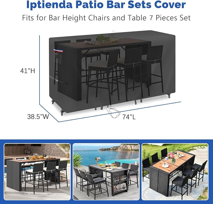 Patio Furniture Covers for High Top Table and Chairs, Waterproof Patio Set - Image 2